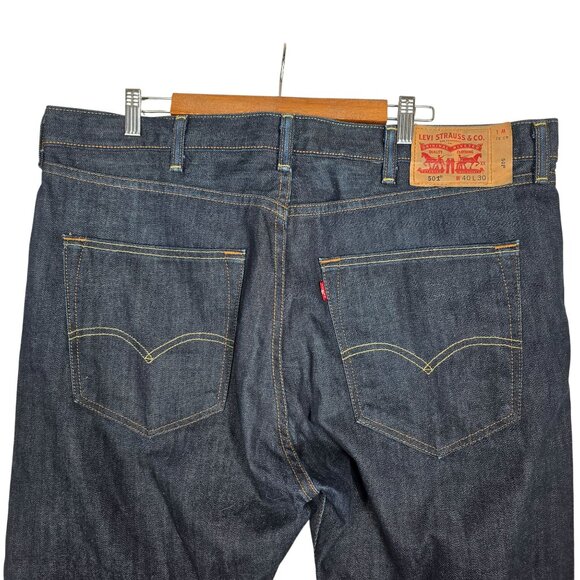 Levis 501 Button Fly Blue Jeans 40X30 Men's Straight Leg‎ Denim - Picture 3 of 10